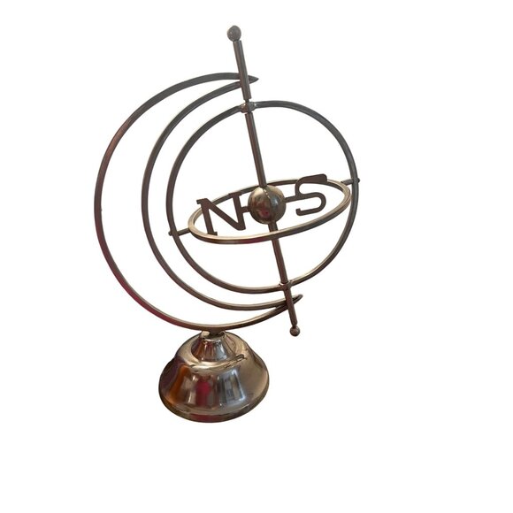 MCM Vintage Armillary W S E N World Globe Directional Metal Sphere Display - Picture 3 of 8